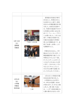 3月10日 （火） 高等部 卒業式 「友達へ」を合唱 卒業生退場 高等部の