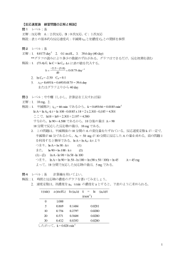 【反応速度論 練習問題の正解と解説】 問1 レベル：易 正解：反応物 A：2