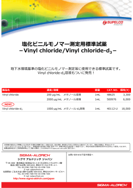 塩化ビニルモノマー測定  標準試薬 －Vinyl chloride - Sigma