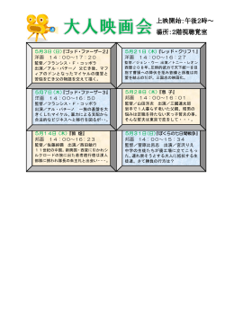 5月14日（木）『敦 煌』 邦画 14：00～16