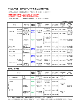 平成27年度 岩手大学入学者選抜日程（学部）