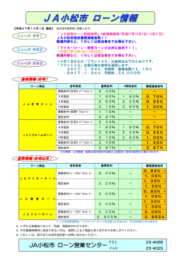 JA小松市のローン金利情報（PDF