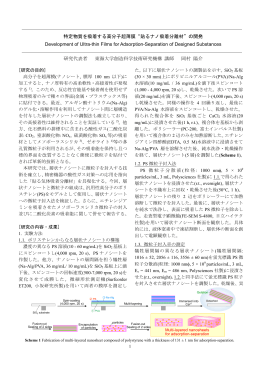 特定物質を吸着する高分子超薄膜&ldquo;貼るナノ吸着分離材&rdquo;の開発