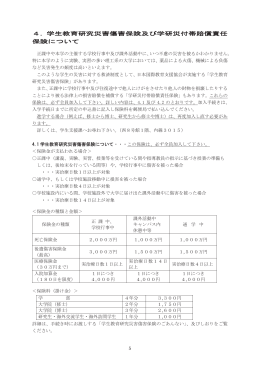 4．学生教育研究災害傷害保険及び学研災付帯賠償責任 保険について