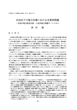 自由化下の電力市場における本質的問題