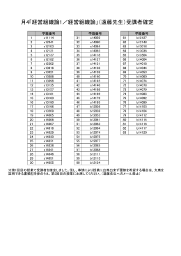 月4「経営組織論1／経営組織論」（遠藤先生）受講者確定