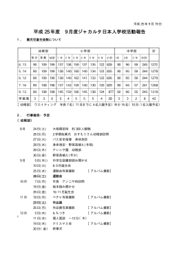 平成 25 年度 9 月度ジャカルタ日本人学校活動報告