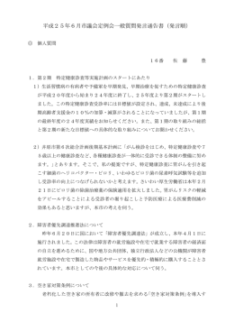 平成25年6月市議会定例会一般質問発言通告書（発言順）