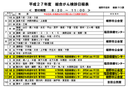 平成27年度 総合がん検診日程表