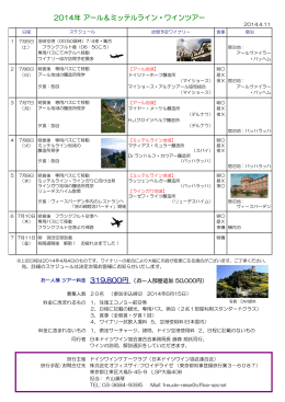 2014年 アール＆ミッテルライン・ワインツアー