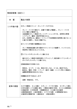 pg. 1 物流倉庫業（改定1） 本 質 製品の保管 10年後の姿