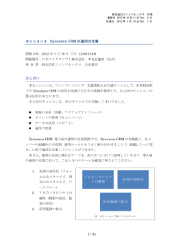 セッション 4 Dynamics CRM の運用の定着 はじめに