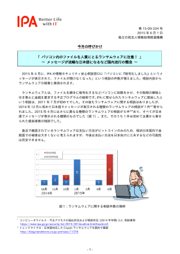 「 パソコン内のファイルを人質にとるランサムウェアに注意