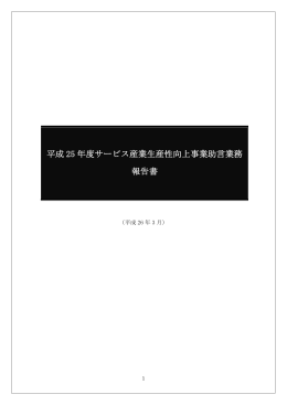 平成 25 年度サービス産業生産性向上事業助言業務 報告書