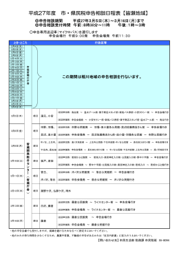 平成27年度 市・県民税申告相談日程表【皆瀬地域】