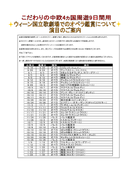 国立歌劇場オペラ鑑賞 演目のご案内（詳細はこちらをクリック）