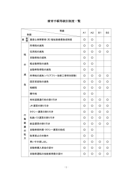 療育手帳等級別制度一覧