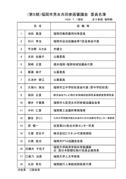 委員名簿・座席表 - 福岡市男女共同参画