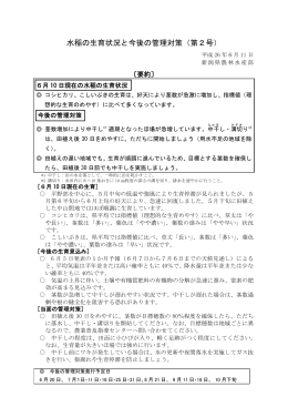 水稲の生育状況と今後の管理対策（第2号）はこちらです