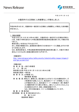 大阪府内で火災事故（人的被害なし）が発生しました