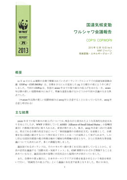 国連気候変動ワルシャワ会議報告 COP19 COP/MOP9（WWFジャパン）