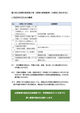 【参考】愛川町・申請のための必要書類等一覧