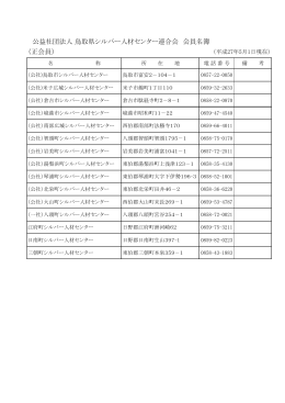 公益社団法人 鳥取県シルバー人材センター連合会 会員名簿 （正会員）