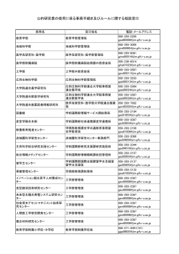 公的研究費の使用に係る事務手続き及びルールに関する相談窓口