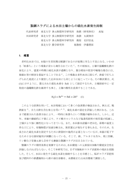 製鋼スラグによる水田土壌からの硫化水素発生抑制
