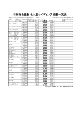 日新総合建材 七ツ星サイディング 価格一覧表