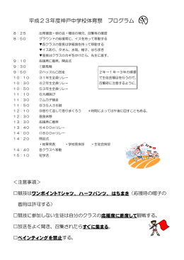 平成23年度神戸中学校体育祭 プログラム
