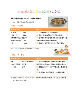 残った料理も使い切ろう －残り物編－ ＜カレードリア＞ ＜カレースープ＞