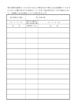 発行済株式総数の100分の5以上の株式を有す株主又は出資額の100