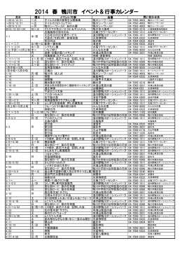 2014 春 鴨川市 イベント＆行事カレンダー