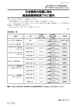 日本薬局方収載に係る 経過措置期間満了のご案内