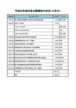 平成26年度市長交際費執行状況（10月分）