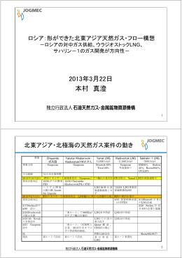 2013年3月22日 本村 真澄 - JOGMEC 石油・天然ガス資源情報
