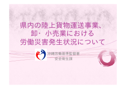 県内の陸上貨物運送事業、 卸・小売業における 労働災害