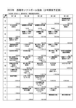 2013年 西尾市ソフトボール協会（少年関係予定表）