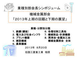 業種別部会長シンポジューム 機械金属部会 「2013年上期の回顧と下期