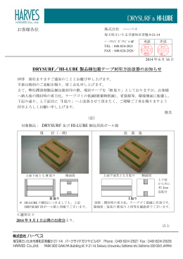 HI-LUBE 製品梱包箱テープ封印方法改善のお知らせ