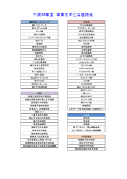 平成25年度 卒業生の主な進路先