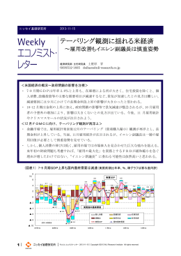 テーパリング観測に揺れる米経済 ～ 雇用改善もイエレン副議長は慎重姿勢