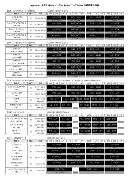 平成27年度 大森スポーツセンター トレーニングルーム 定期教室日程表