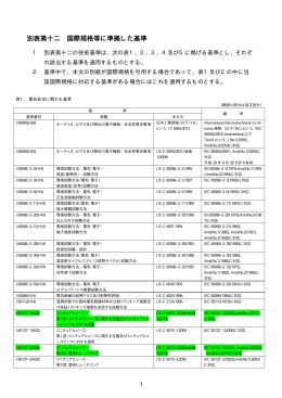 別表第十二 国際規格等に準拠した基準（改正後）