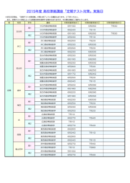 2015年度 高校準拠講座「定期テスト対策」実施日
