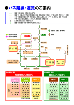 ゆうあいセンターのバス路線図・運賃表 （跨線橋東・番町口）