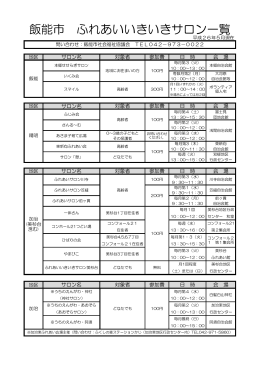 飯能市 ふれあいいきいきサロン一覧
