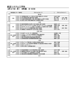 航空システム工学科 2月21日（月） 8号館 8・409