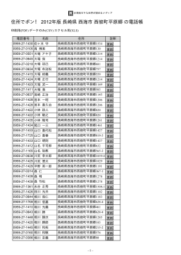 長崎県 西海市 西彼町平原郷 - 住所でポン！ ネットの電話帳 2012年版